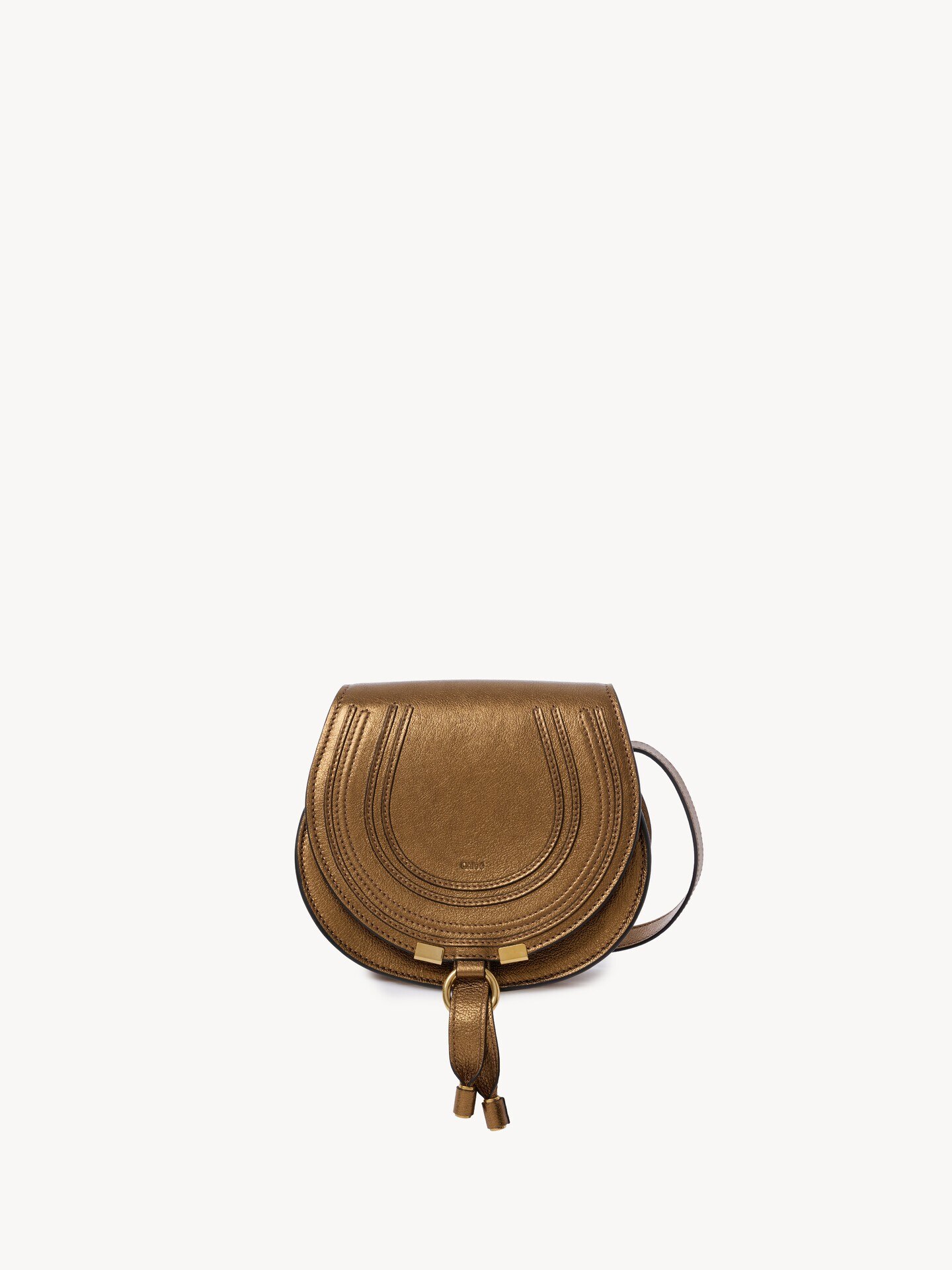Petit sac port&eacute; &eacute;paule Marcie en cuir m&eacute;tallis&eacute; - 1.0
