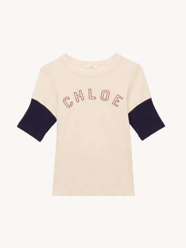 Camiseta ajustada con logotipo de lana y algod&oacute;n flam&eacute; - 1