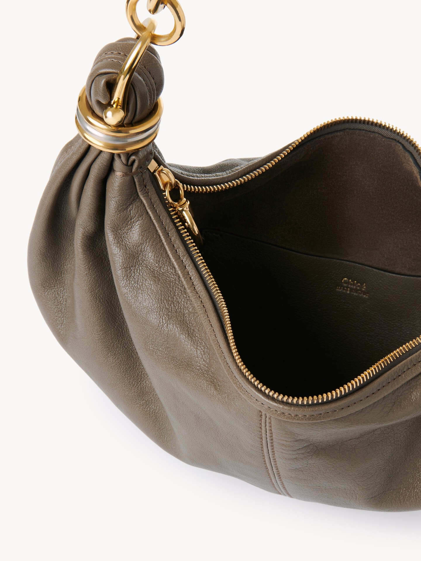 Small Bracelet hobo Bag in grained leather - 5.0