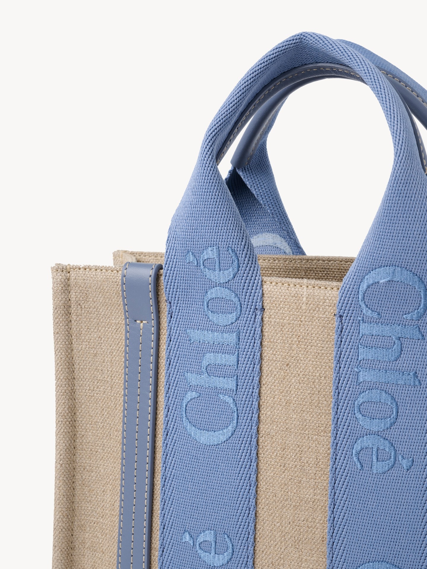 Small Woody tote bag in linen - 6.0