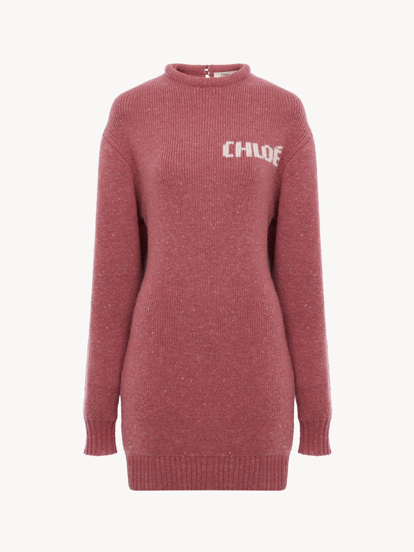 Mini abito a maniche lunghe con logo in maglia di lana merino - 2