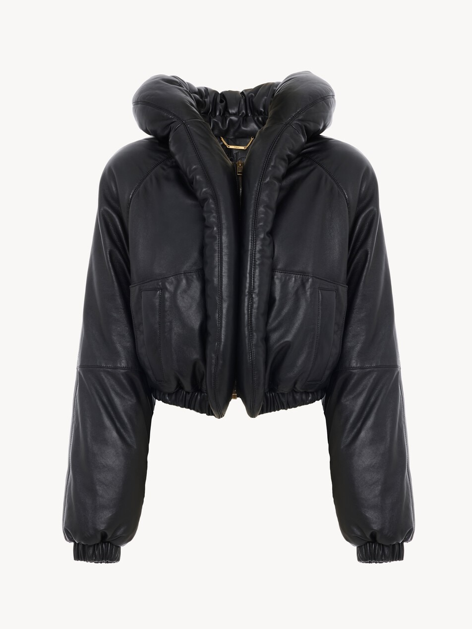 Kurze Steppjacke aus Leder