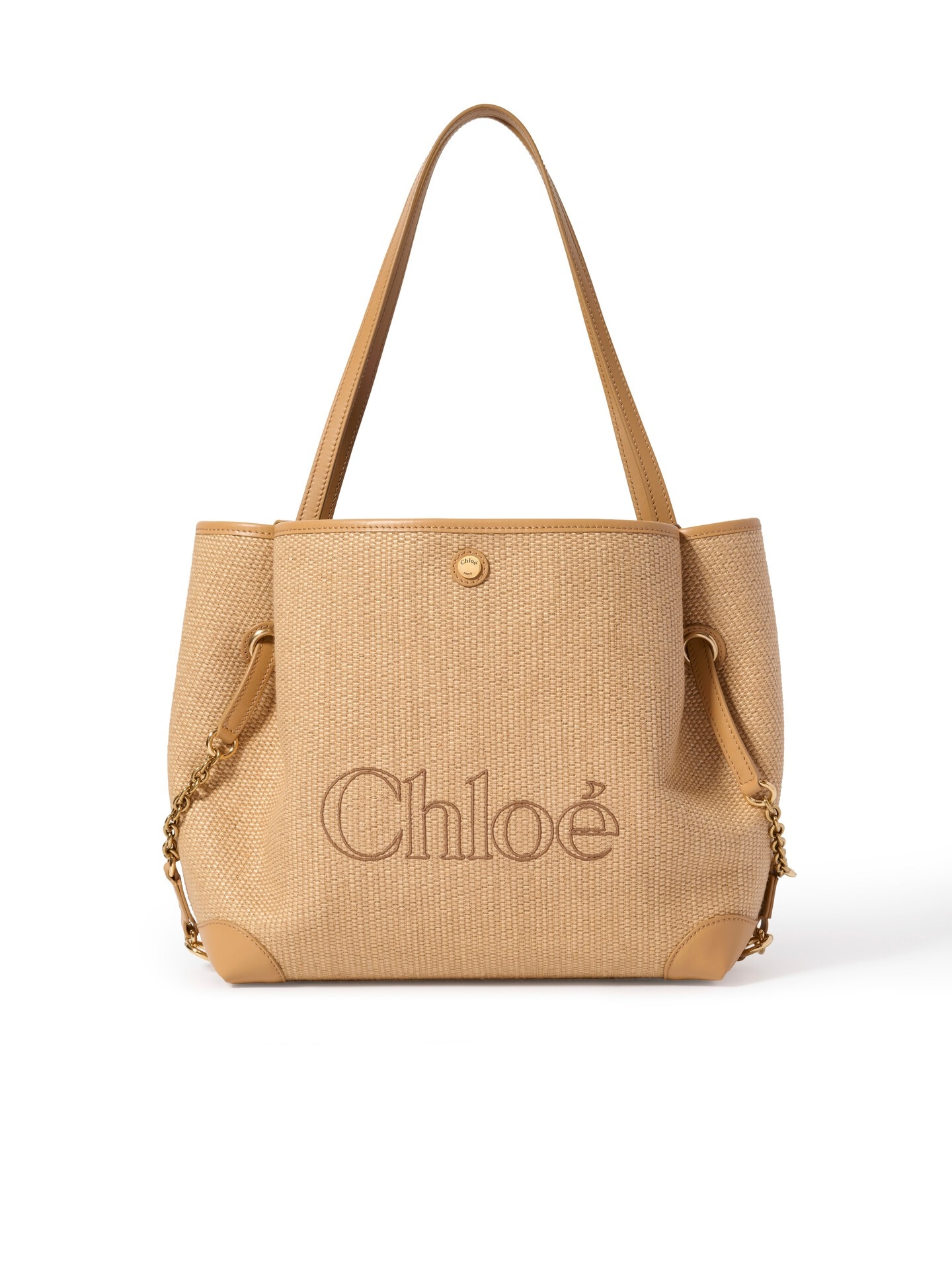Chloé Clover double carry bag in raffia-effect fibers Yellow - Chloé