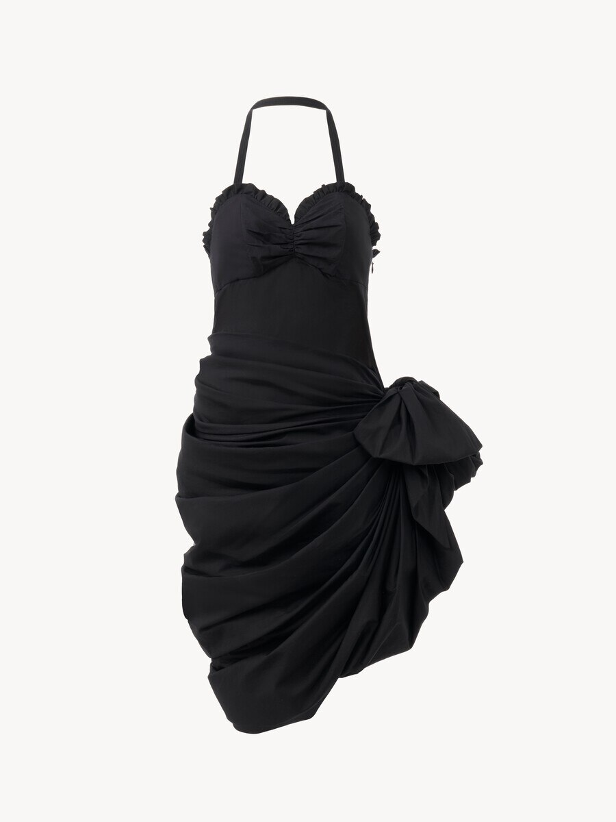 Vestido envolvente con cuello halter de popelina de algod&oacute;n - 2