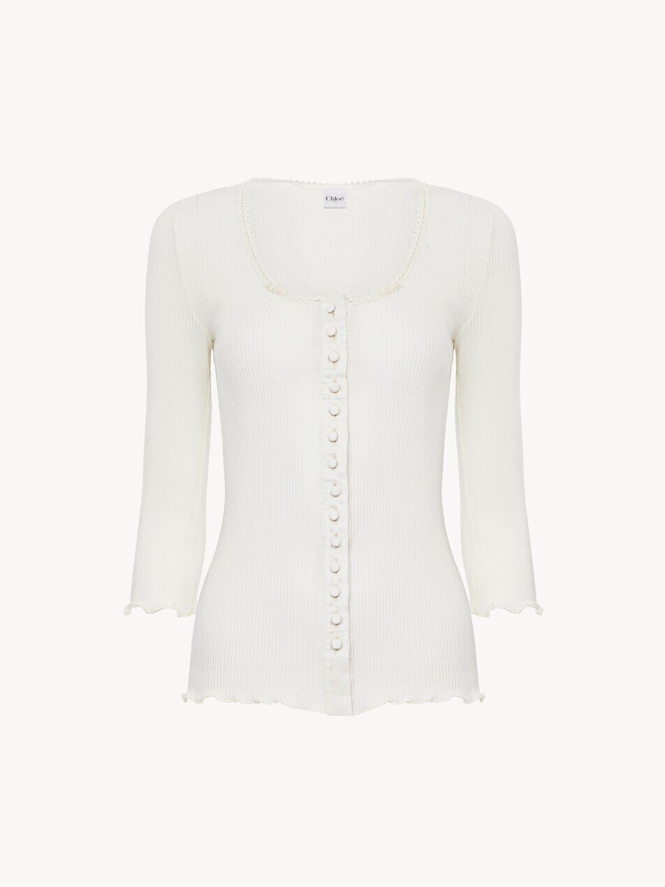 Top ajust&eacute; en jersey de coton et soie - Packshot