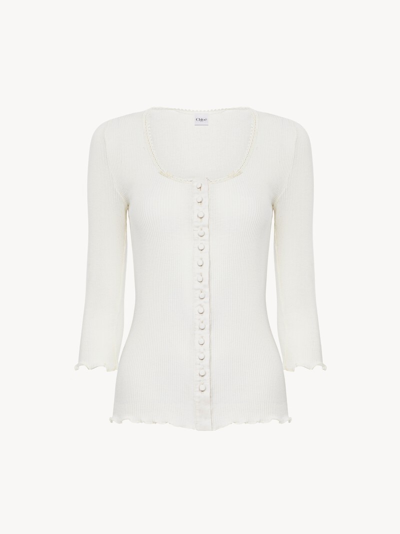 Fitted top in cotton & silk jersey by Chloé