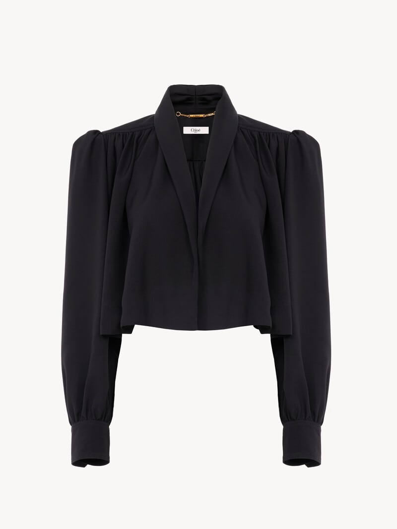 Gathered cropped jacket in washed viscose faille by Chloé