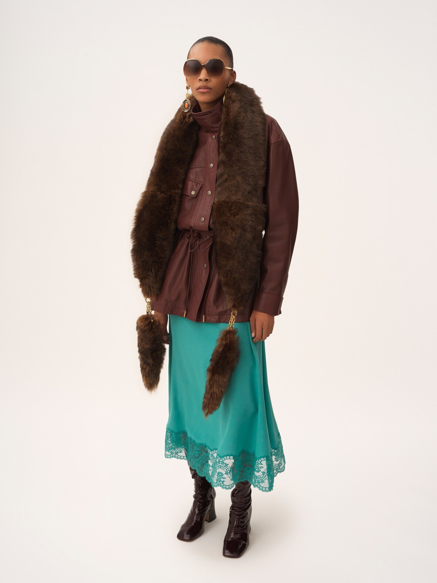 High-neck parka in leather - 3