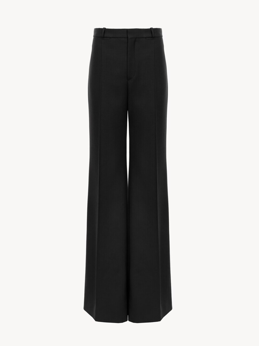 Pantalon tailleur &eacute;vas&eacute; en laine grain de poudre - 2