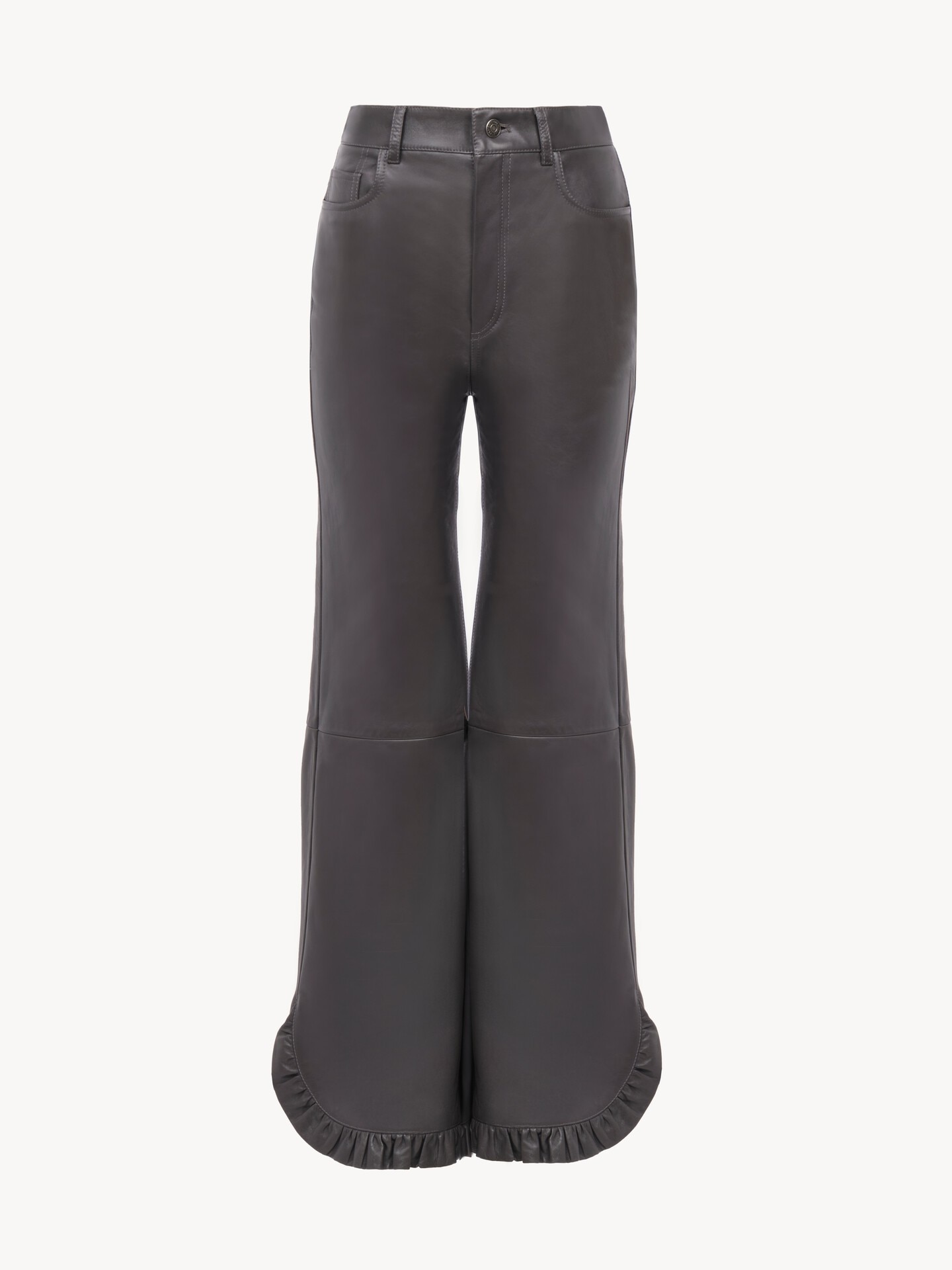Ruffled flared pants in leather - 2