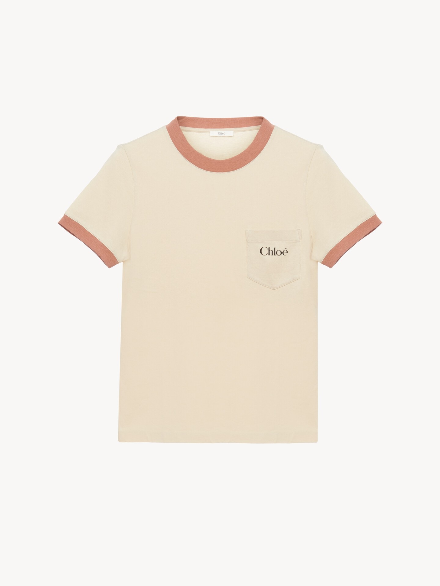 Camiseta de cuello redondo con logotipo de jersey de algod&oacute;n - 1