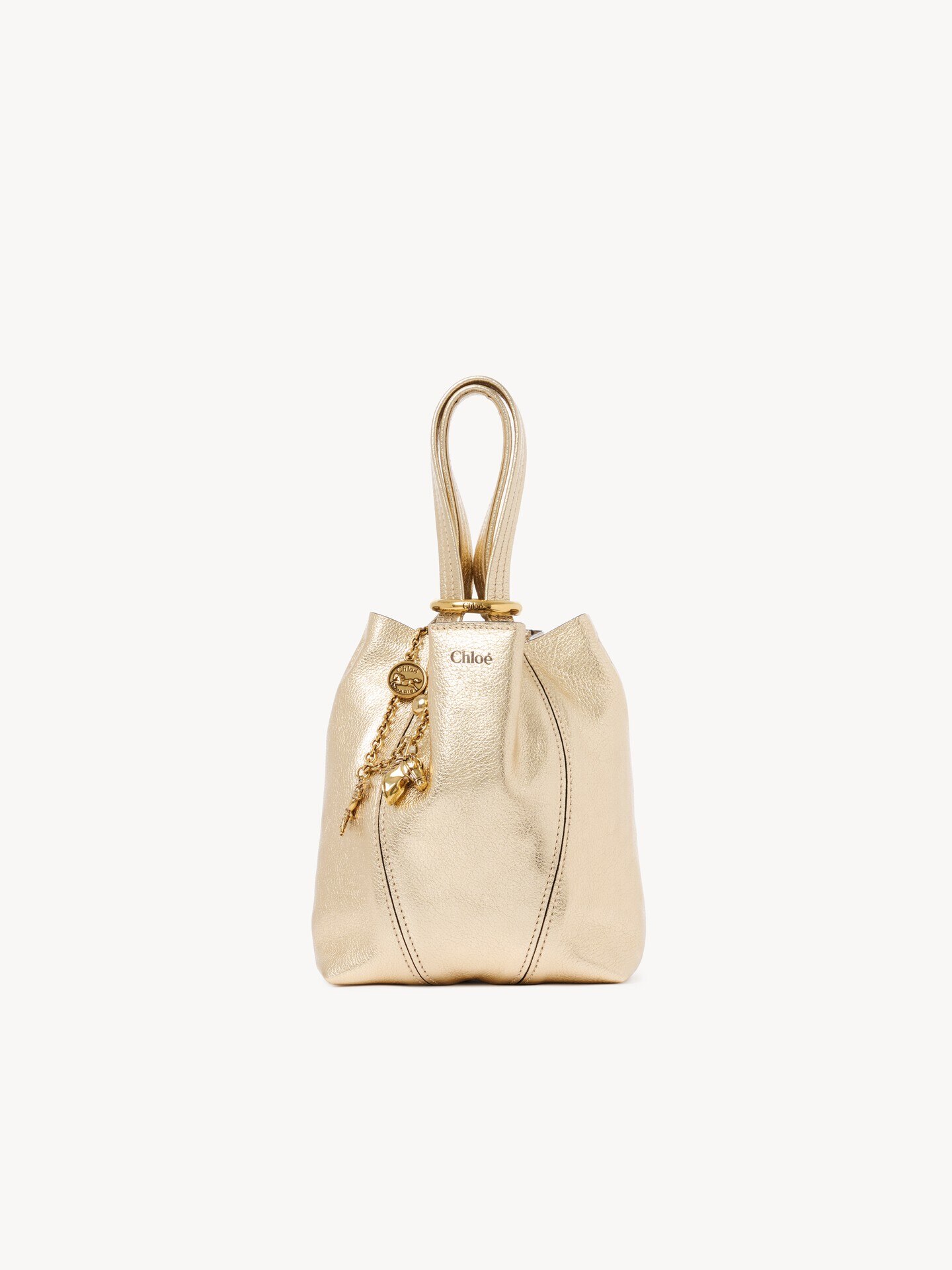 Bolso tote Chlo&eacute; Spin peque&ntilde;o de cuero metalizado con charms de caballo - 2