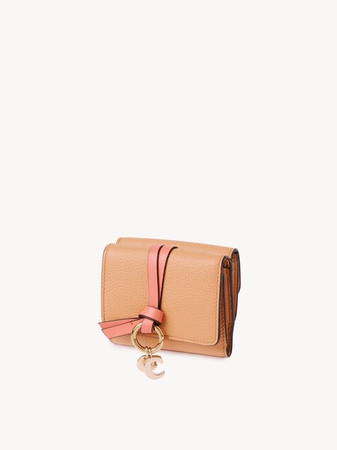 Mini Alphabet tri-fold in grained leather