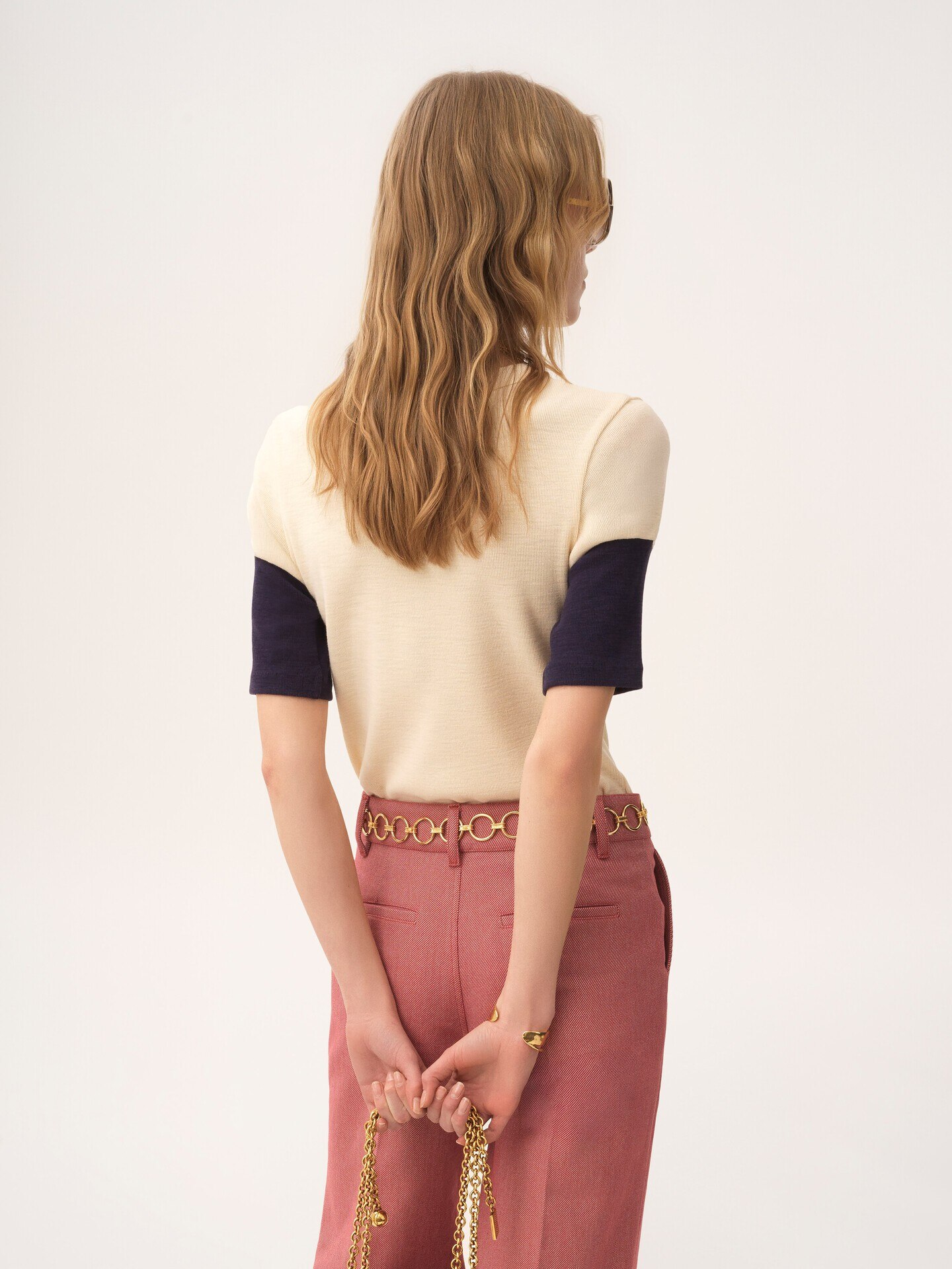 Fitted logo T-shirt in flam&eacute; cotton wool - 5