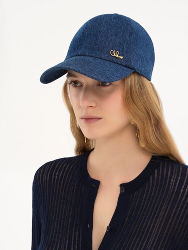 [新品]Chloé デニムブルー キャップ　正規品 デニム製Chloé Iconicキャップ Ocean Blue - Chloé