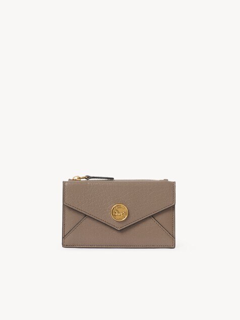 Small Envelope purse with card slots in grained leather