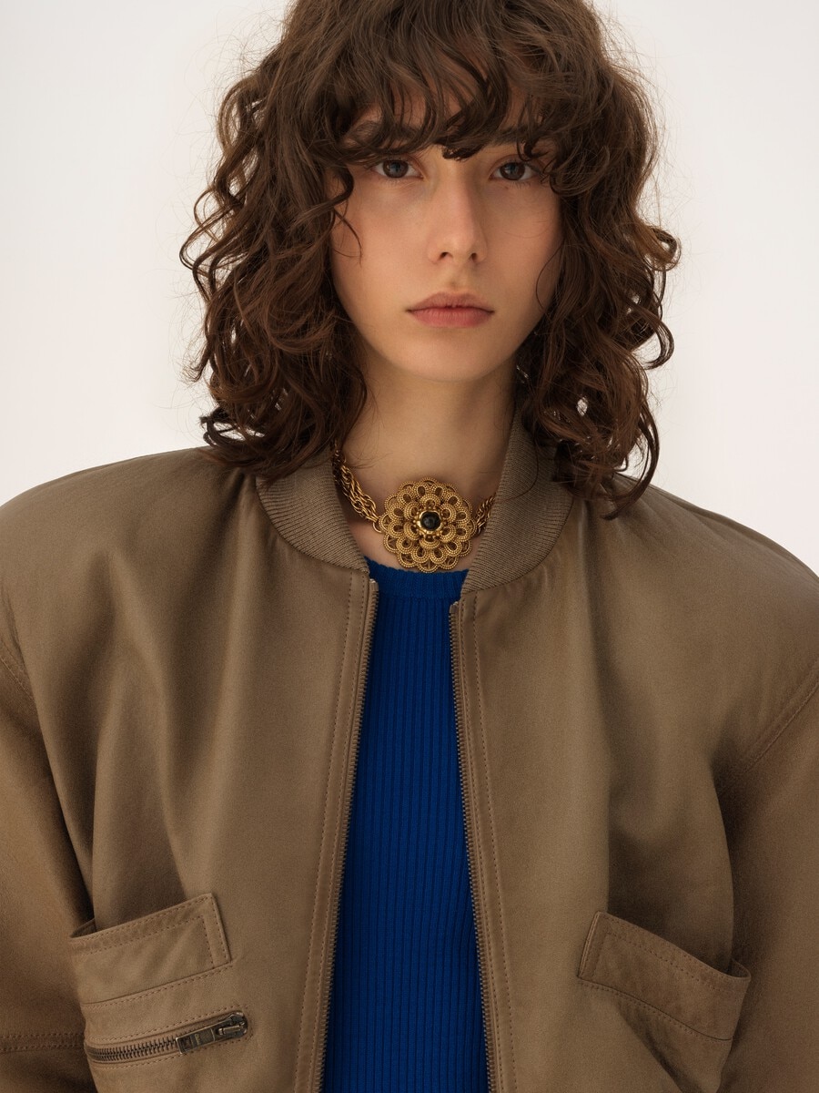 Cropped blouson in leather - 8