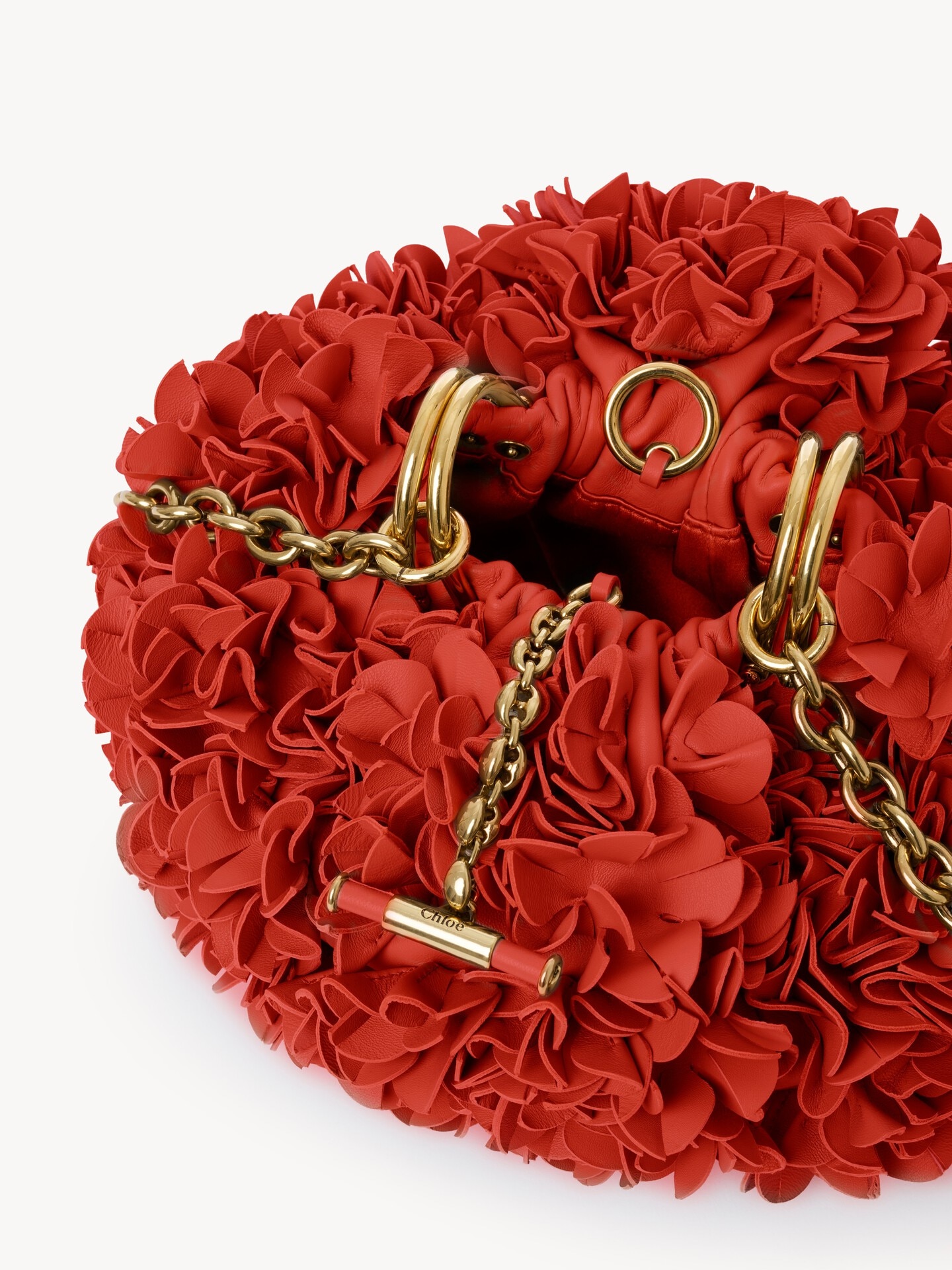 Chlo&eacute; Pliss&eacute; shoulder bag with chain in leather with flowers - 5
