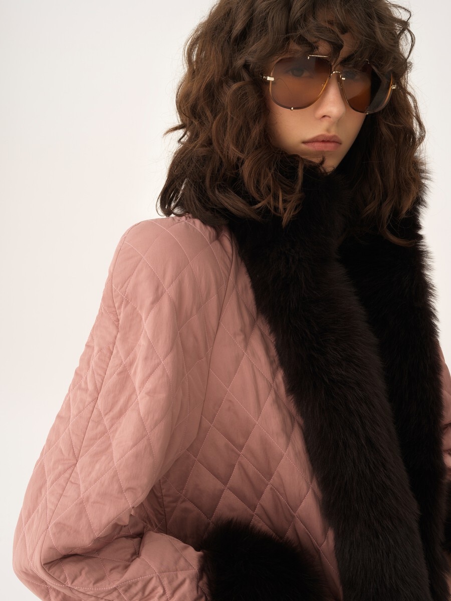 Long hybrid coat in technical satin - 5