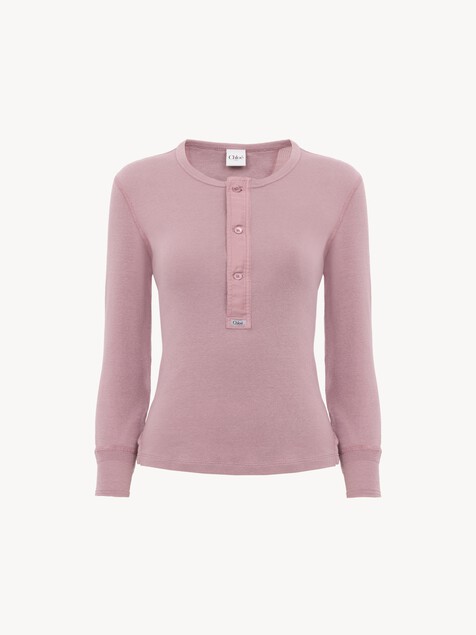 Fitted Henley shirt in cotton jersey
