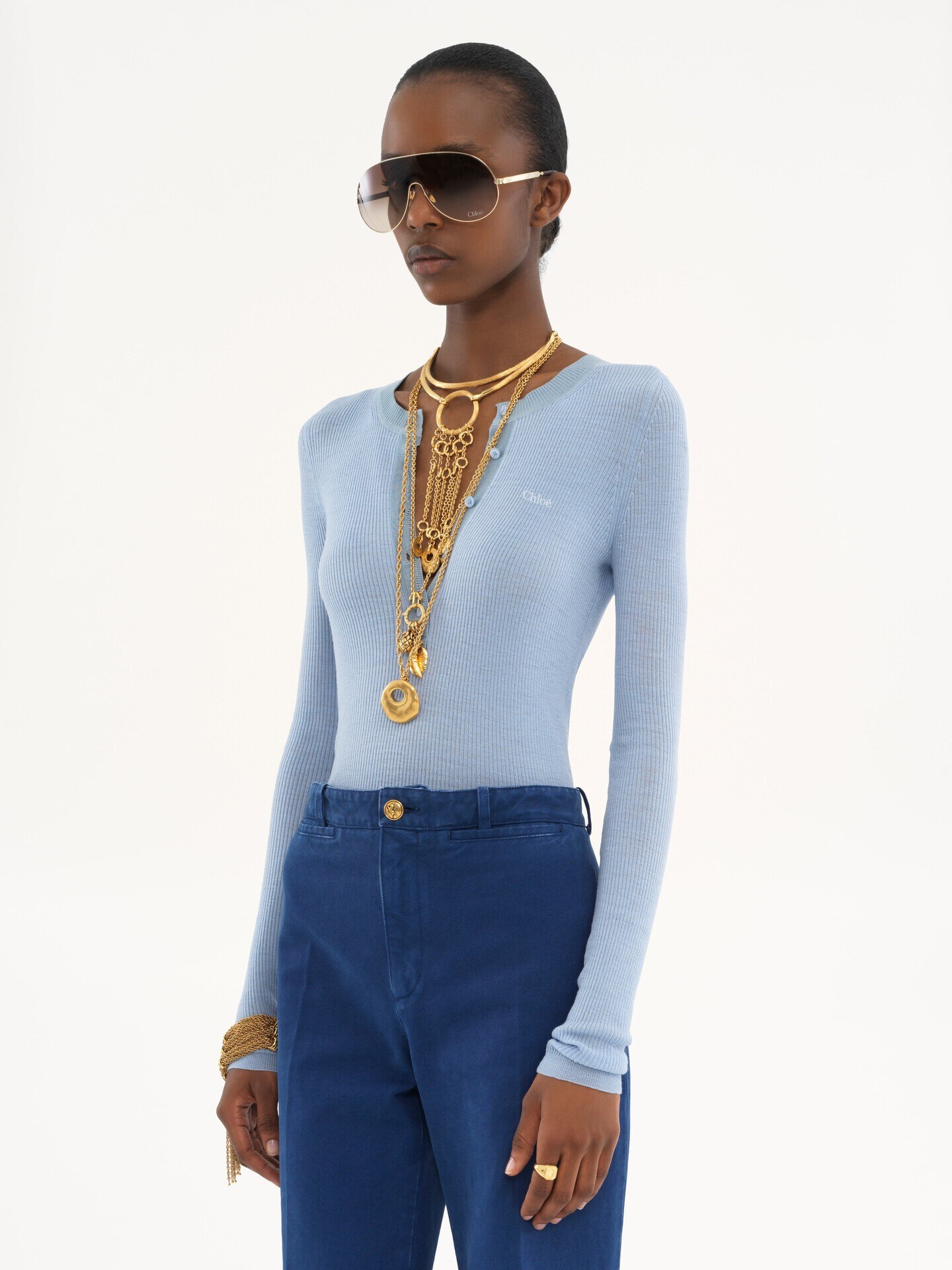 Knitted Henley shirt in superfine wool knit - 4