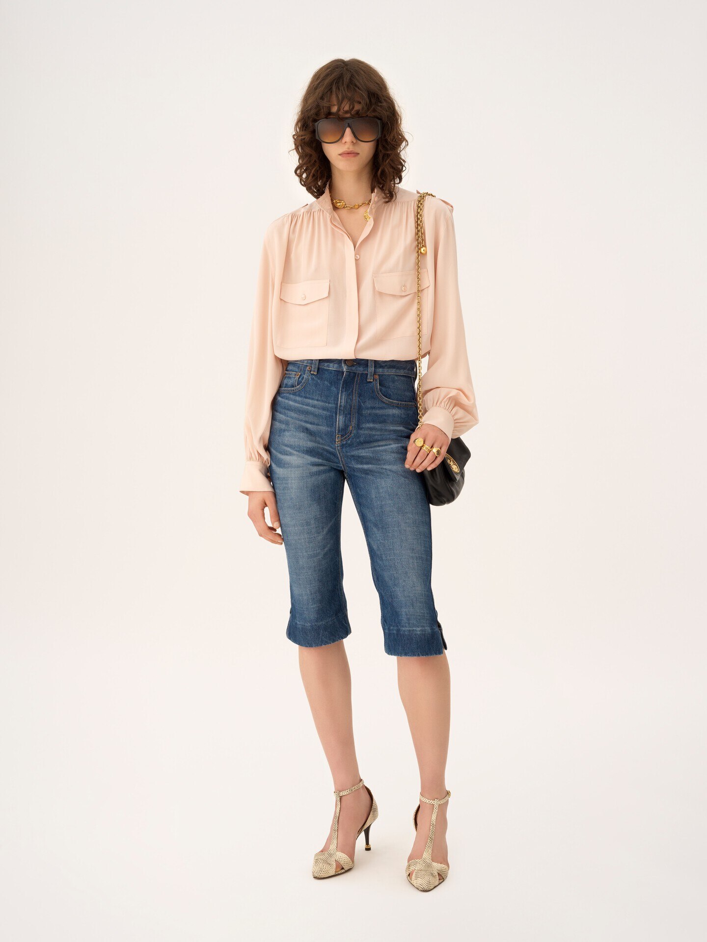 Gathered blouse in cr&ecirc;pe de chine - 3