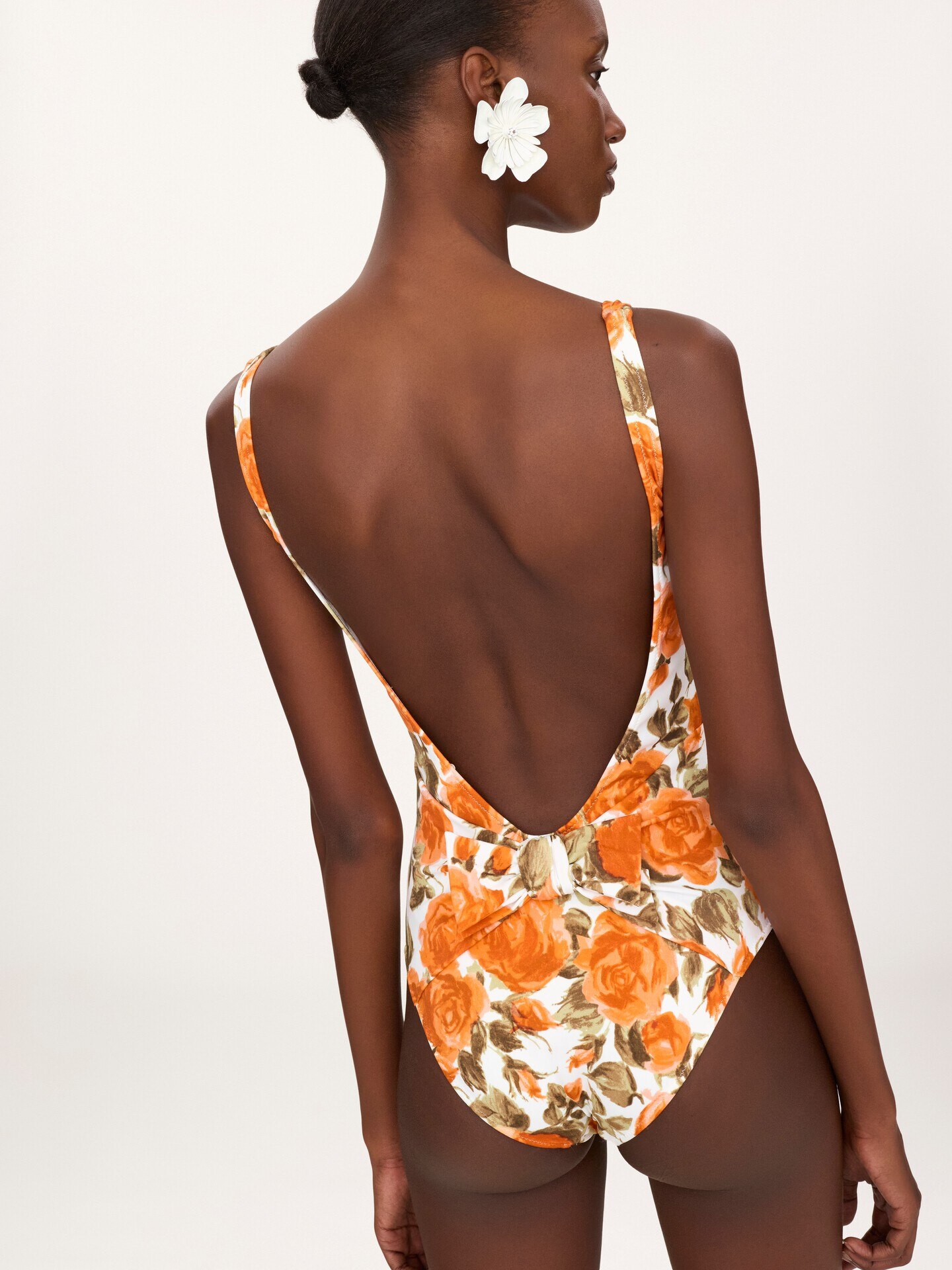 Rose-print one-piece swimsuit - 4.0