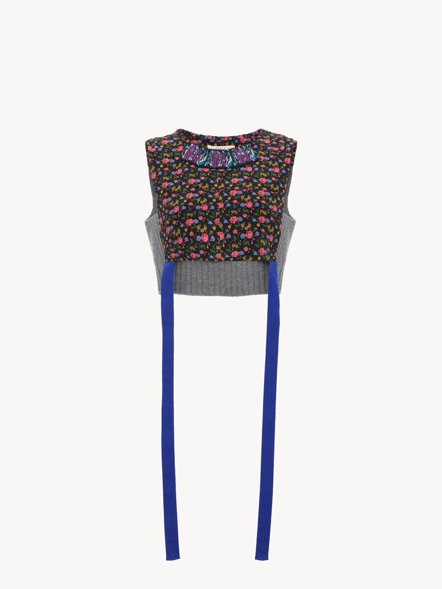 Hybrides Cropped-Top aus Cr&ecirc;pe de Chine - 2