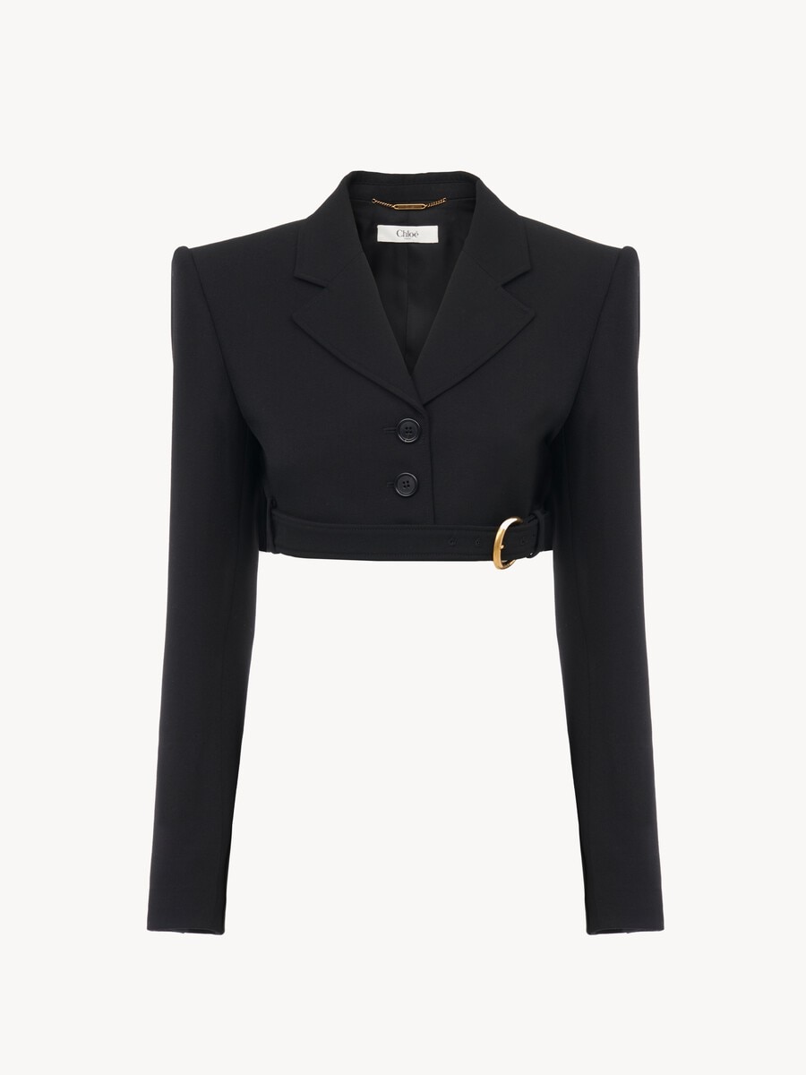 Veste spencer courte en laine grain de poudre - 2