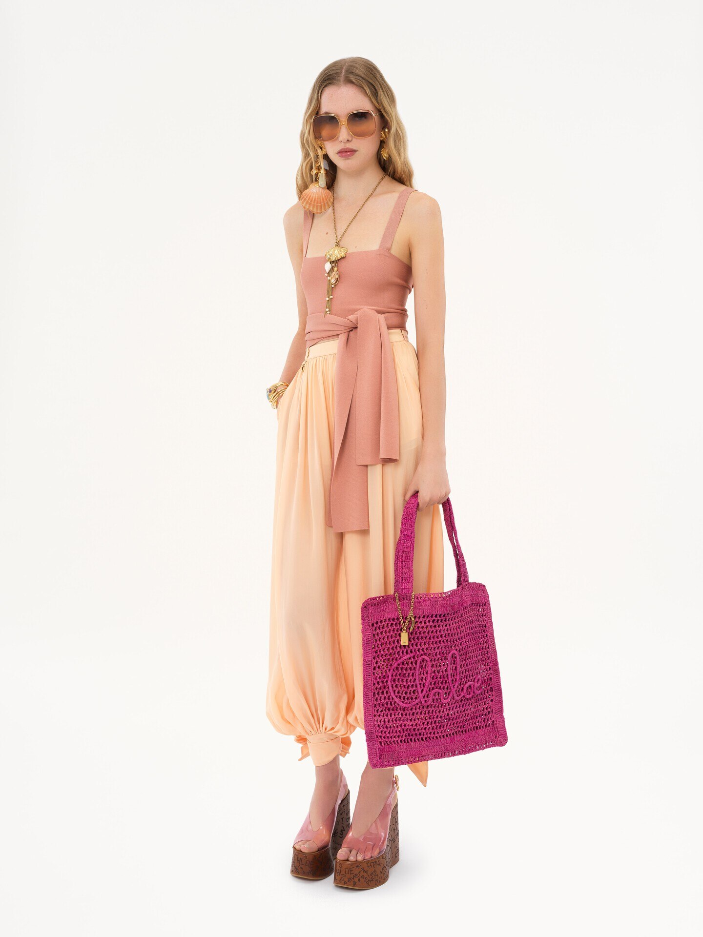 Chloé estate banana ラフィアトート Small Summer Banana tote bag in raffia Summery Beige - Chloé