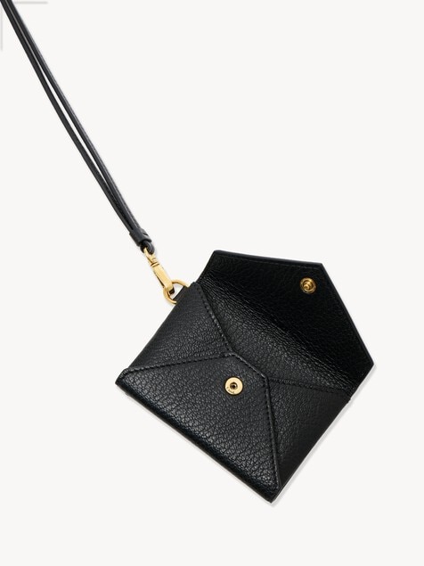 Envelope badge holder in grained leather