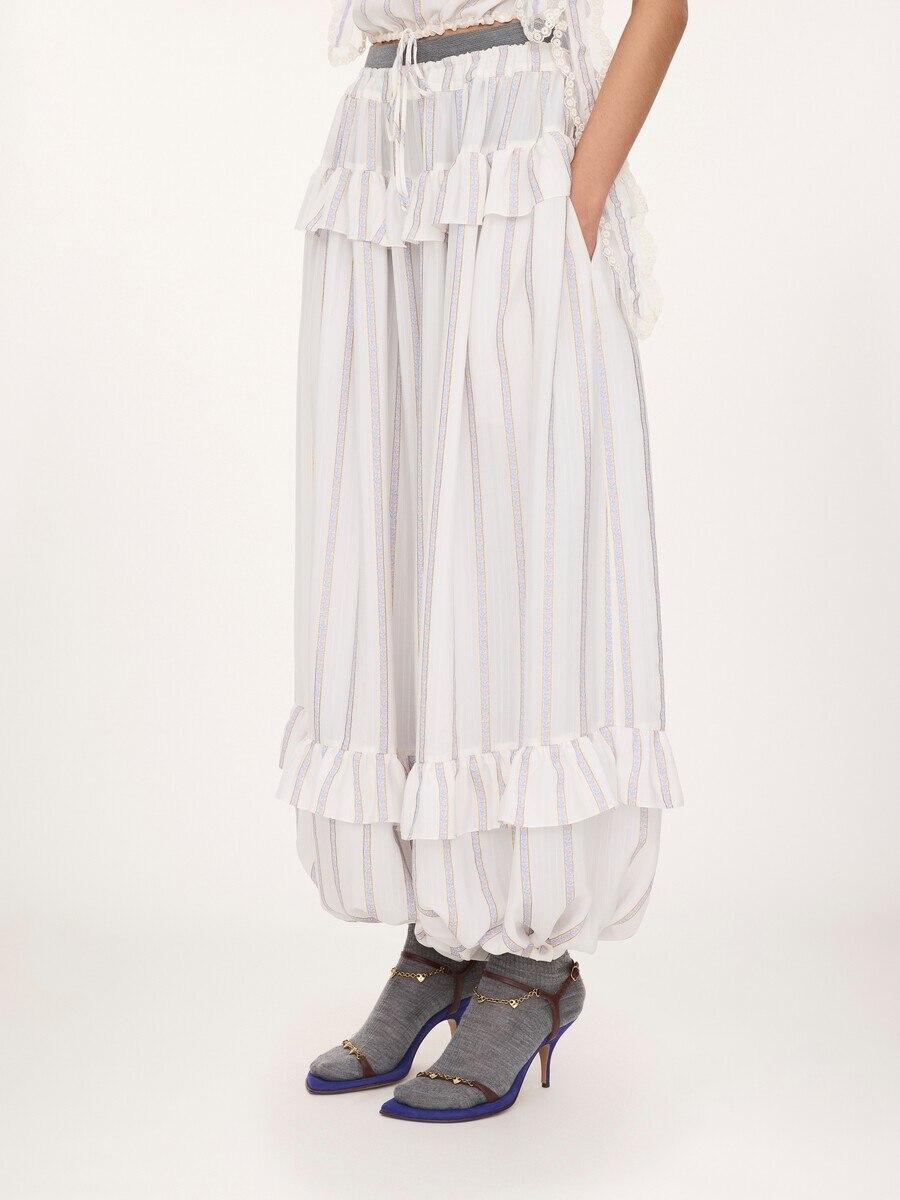 Fluid ruffled trousers in silk lurex jacquard - 4