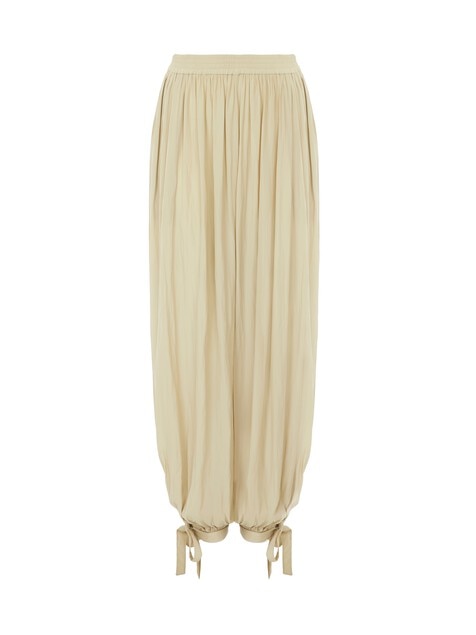 Fluid pleated trousers in washed technical satin