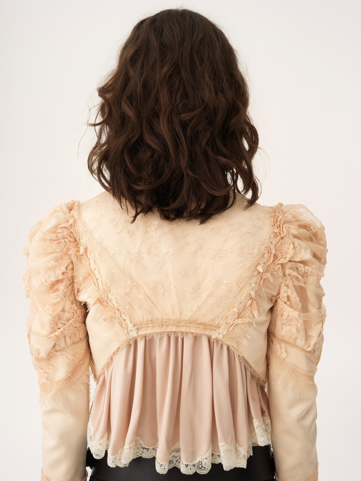 Chloé Cropped fitted jacket in silk duchess satin & lace | Thumbnail 7