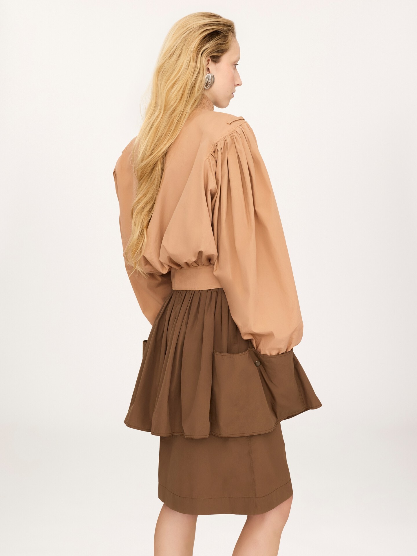 Gathered cropped jacket in cotton poplin - 5.0