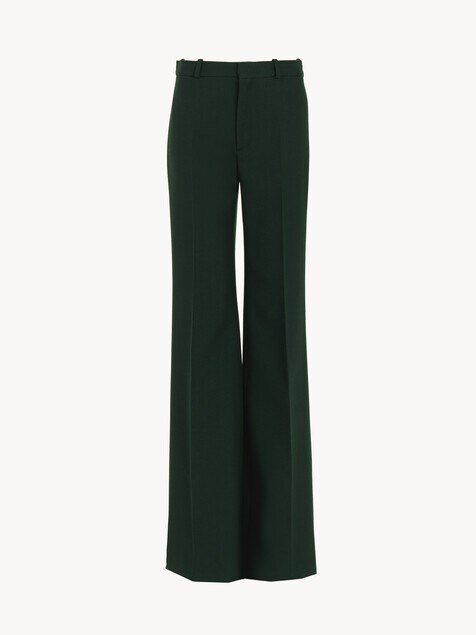 Flared tailored pants in wool cr&ecirc;pe