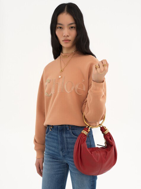 Small Bracelet hobo bag in grained leather