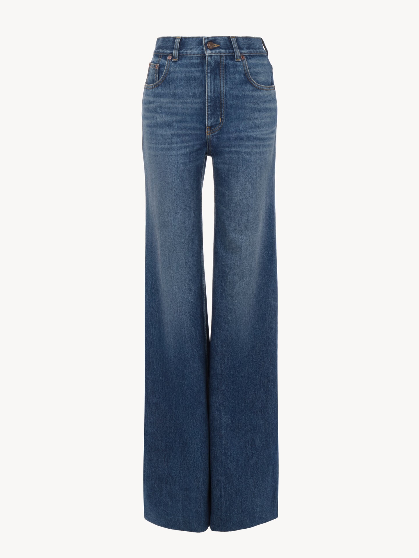 Jean taille haute &eacute;vas&eacute; en denim - 2