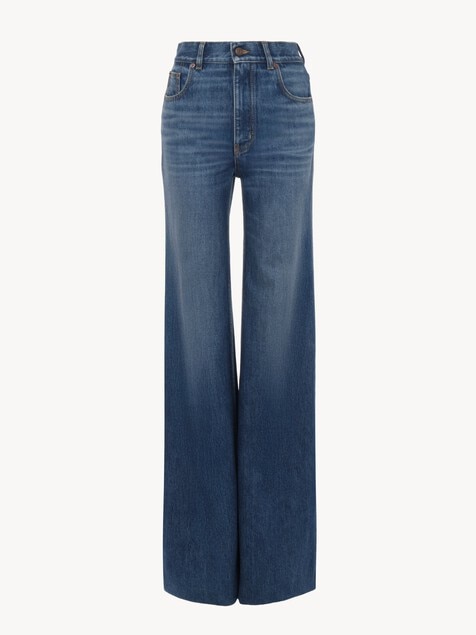 Jean taille haute &eacute;vas&eacute; en denim