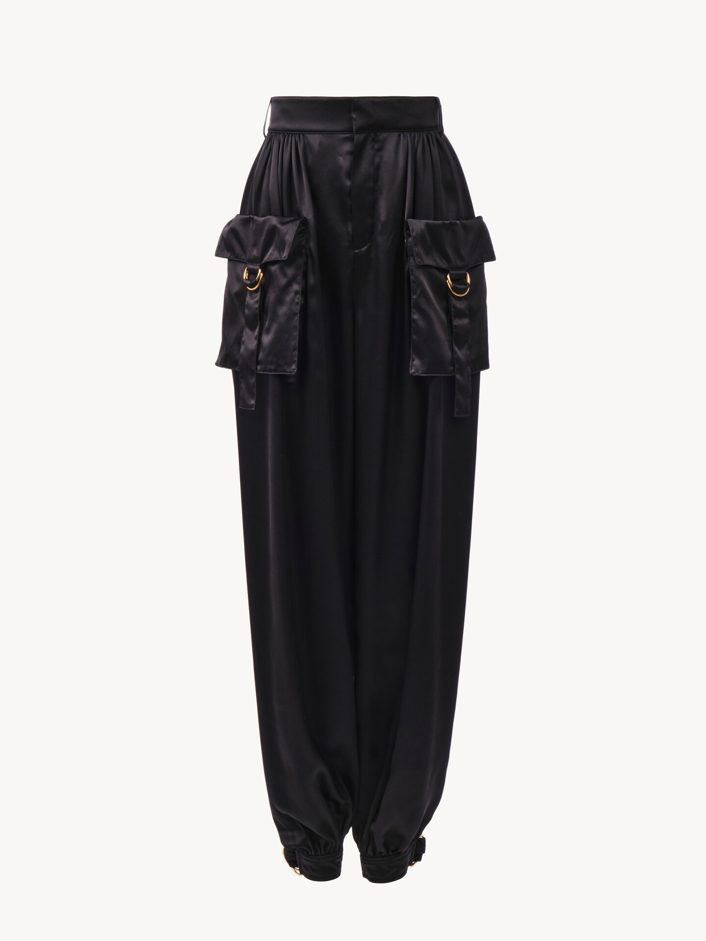Pantalon cargo fluide en satin de soie - 1