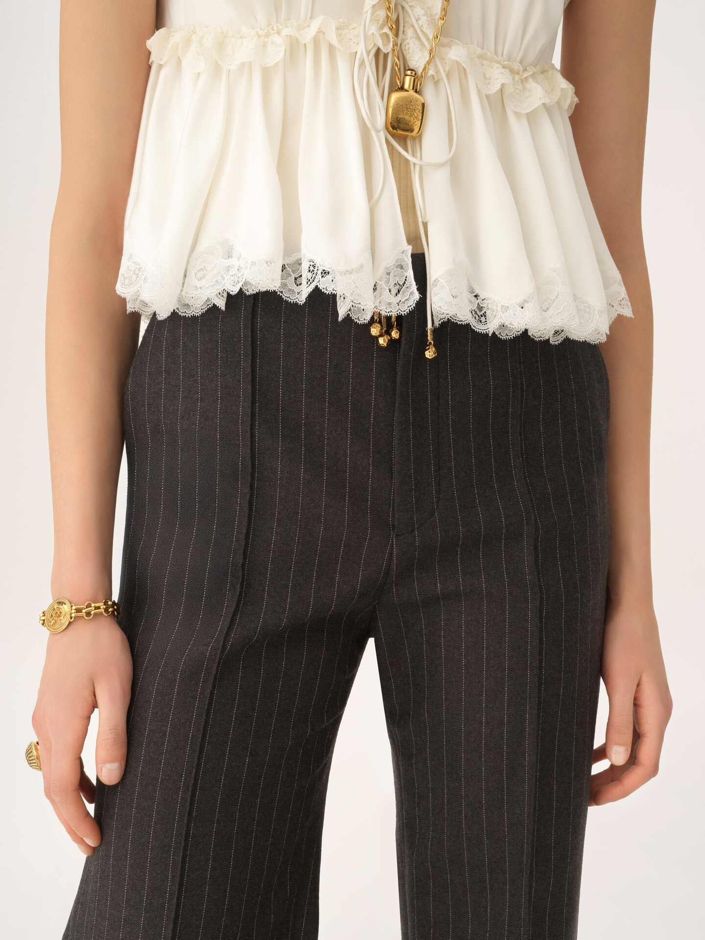 Pantaloni bootcut sartoriali in lana - 7