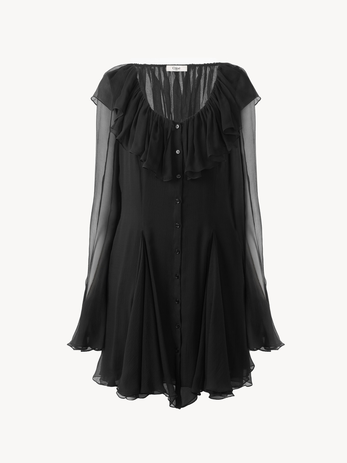 Flared mini dress in silk mousseline - 2