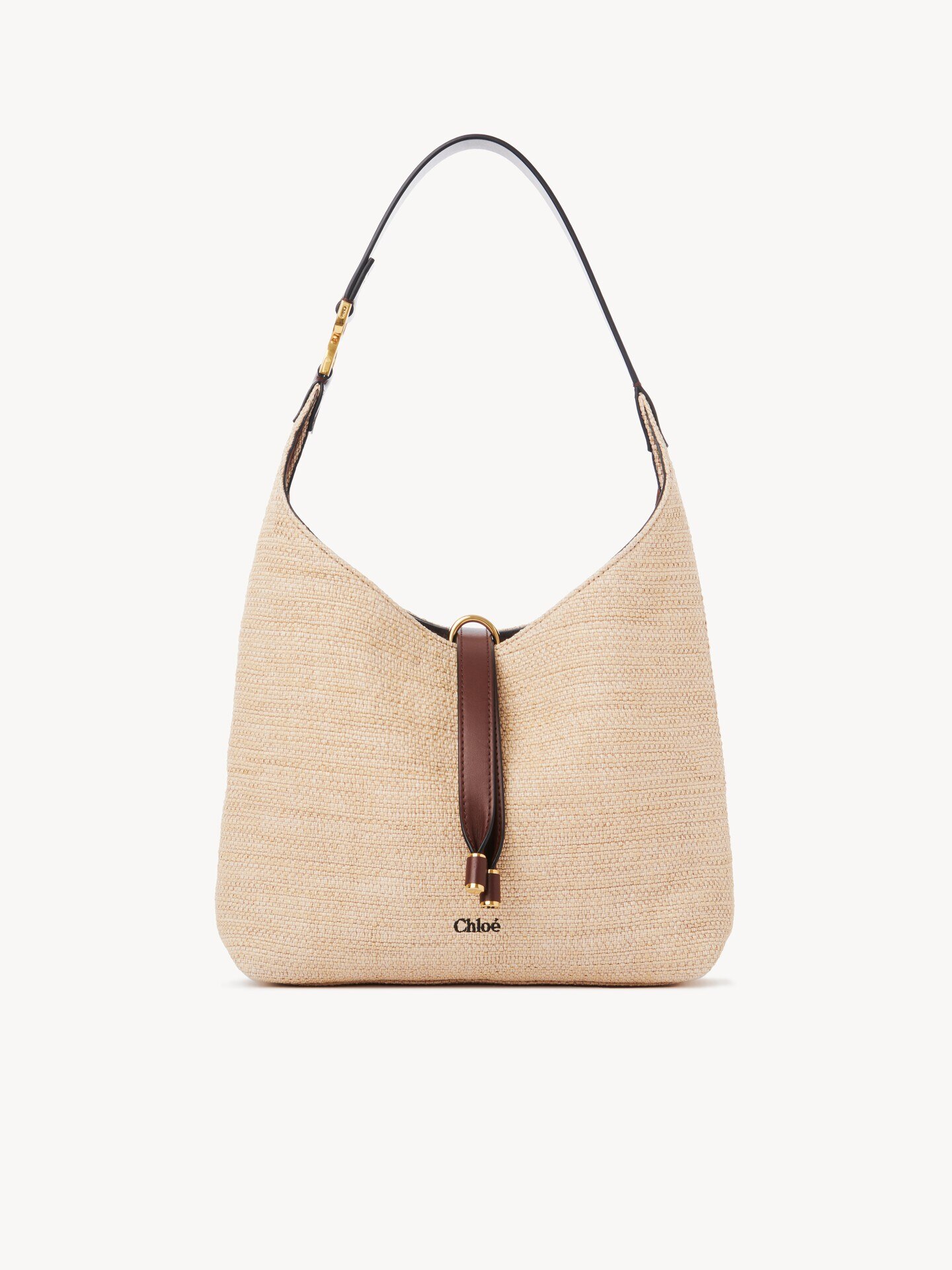 Small Marcie hobo bag in raffia-effect fibers  - 1
