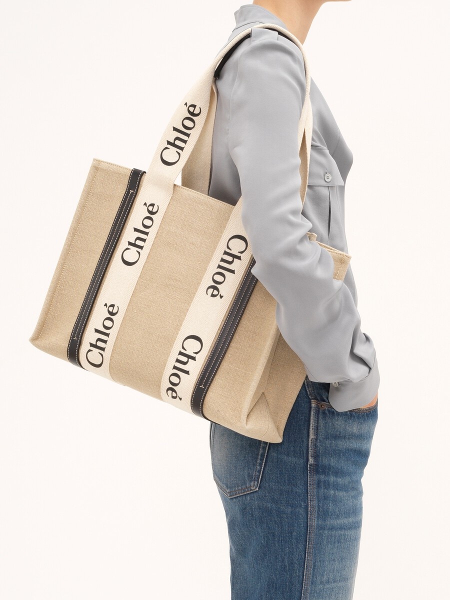 Woody tote bag in linen - 3