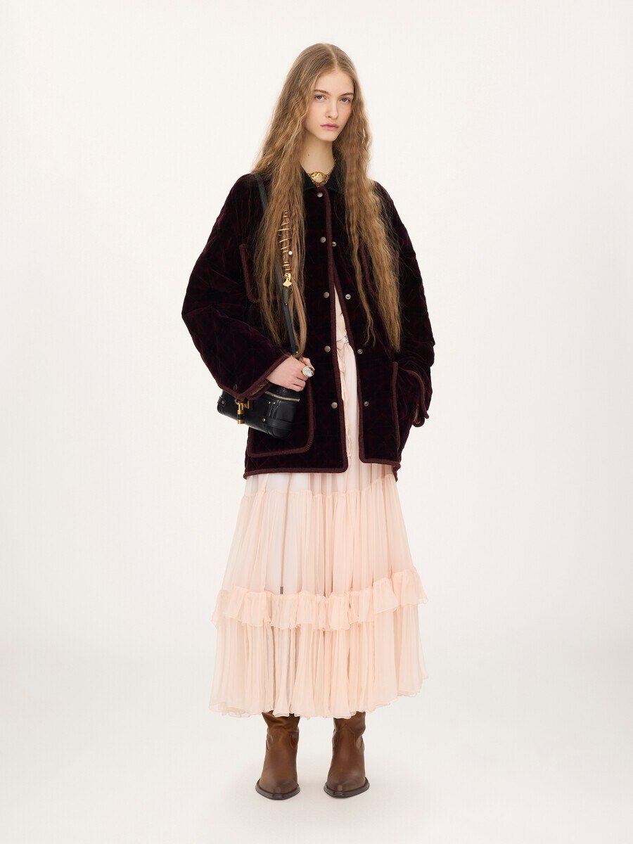 Padded short coat in check cotton - 3