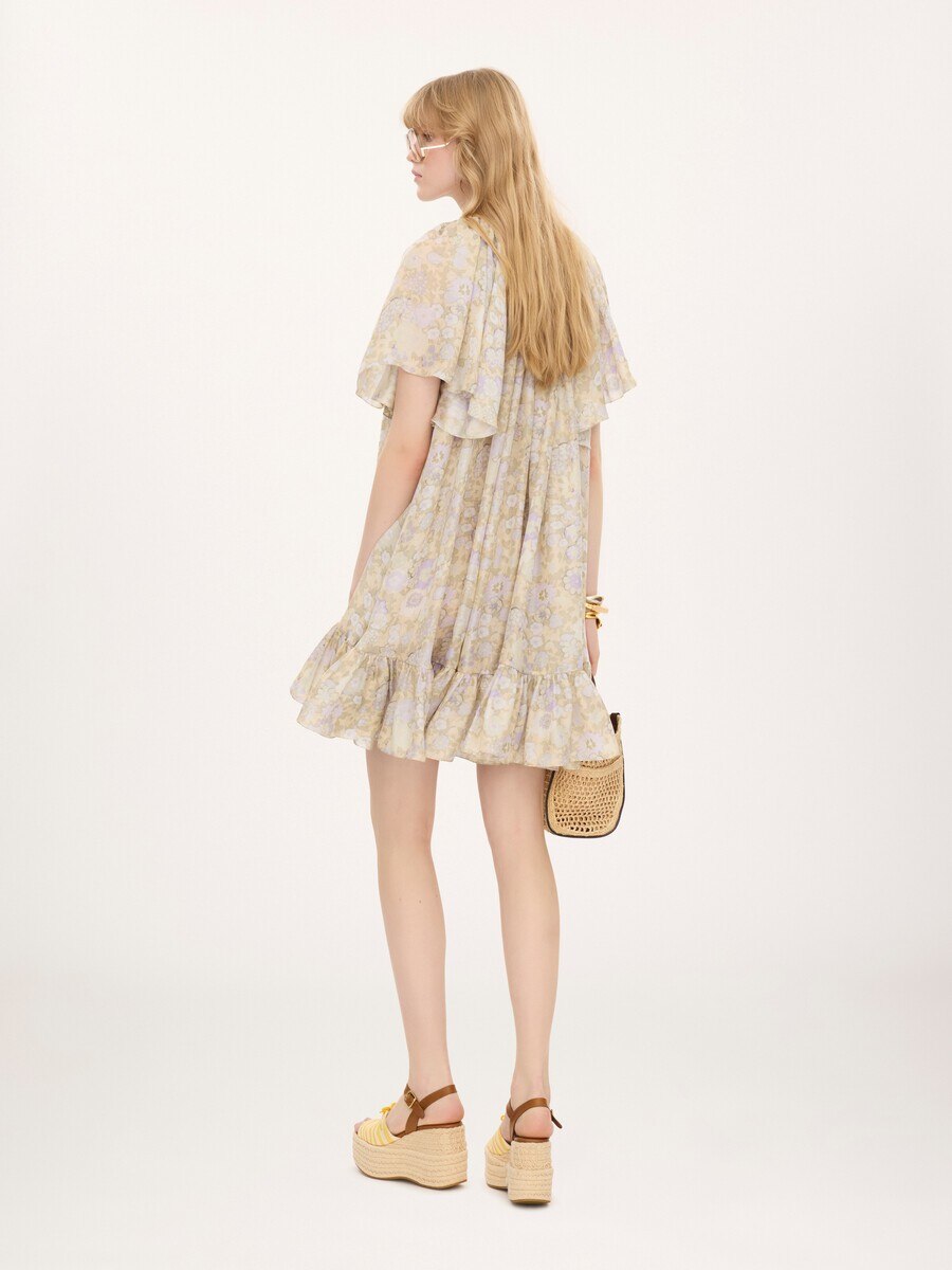 Short pleated dress in silk charmeuse - 5