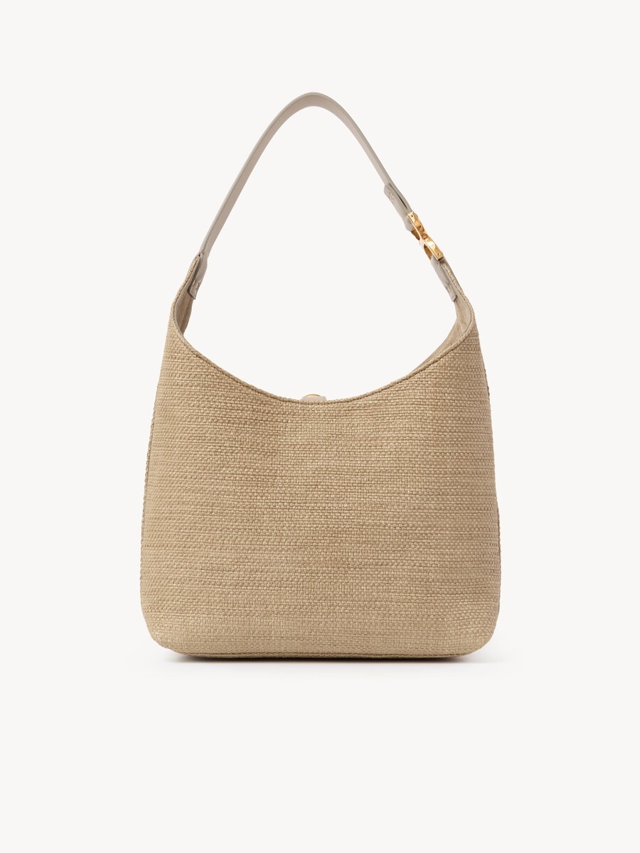 Small Marcie hobo bag in raffia-effect fibres - 4