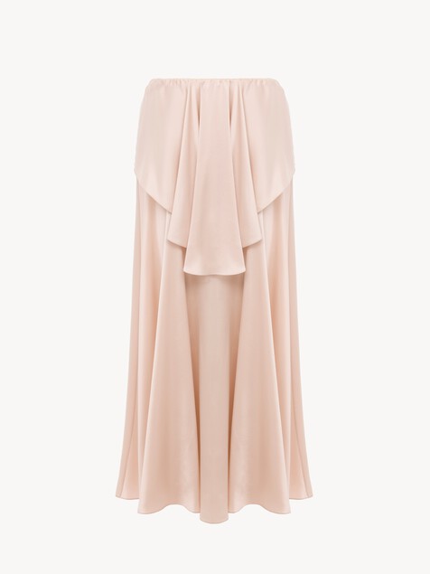 Fluid layered midi skirt in washed silk satin