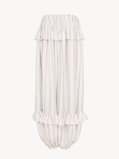 Fluid ruffled trousers in silk lurex jacquard