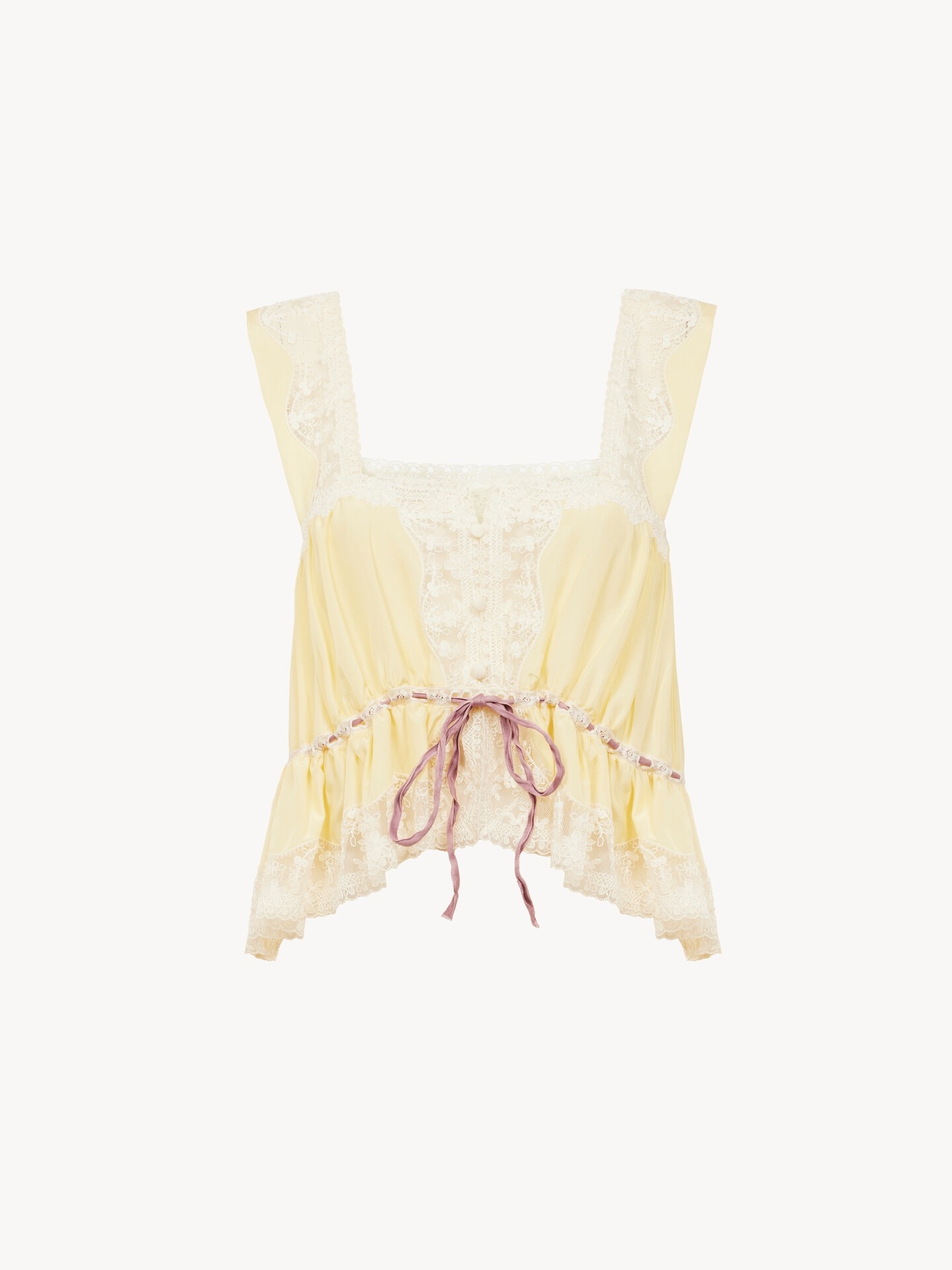 Cropped-Top aus Seidenhabotai und Spitze mit eckigem Ausschnitt - 1